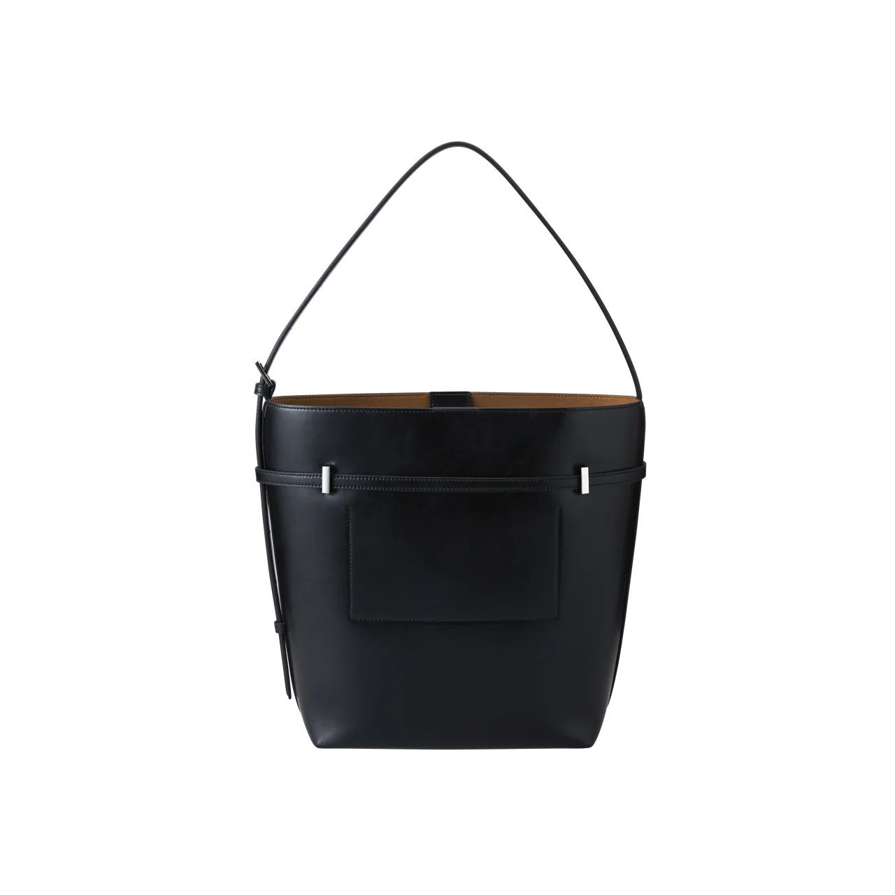 Black Belted Leather Tote Bag - Image 3