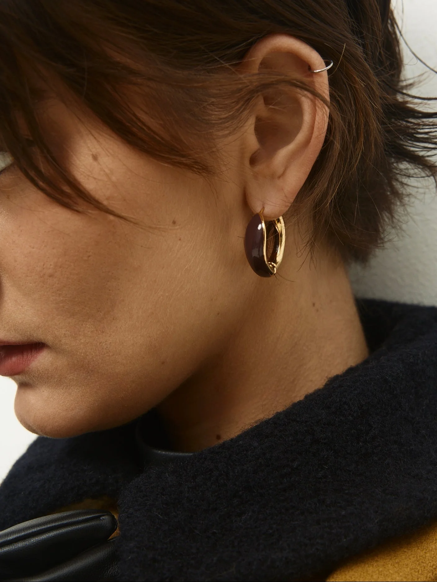 Chocolate Orbit Hoop Earrings - Image 2