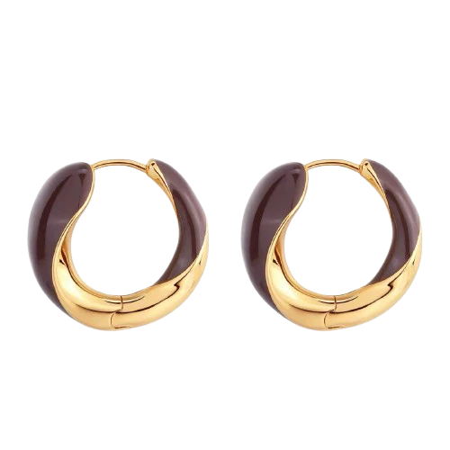 Chocolate Orbit Hoop Earrings - Image 3