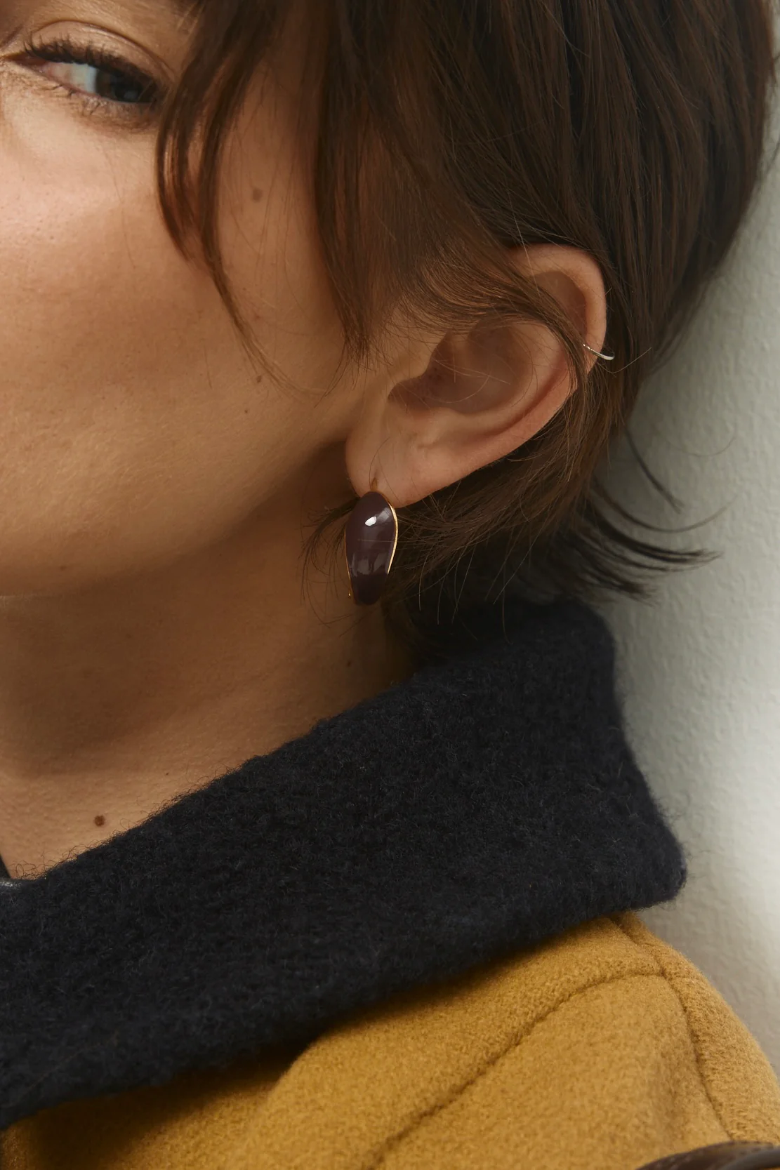 Chocolate Orbit Hoop Earrings - Image 4