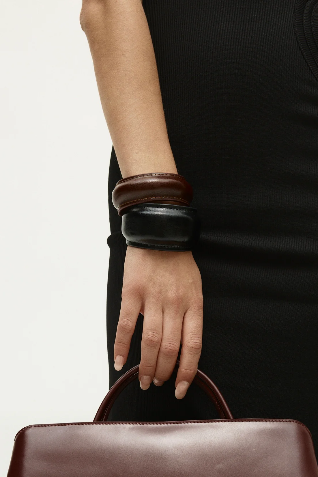 Black Leather Cuff Bracelet - Image 3