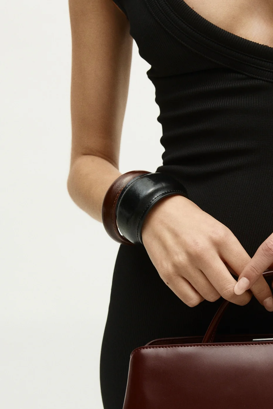 Black Leather Cuff Bracelet - Image 6