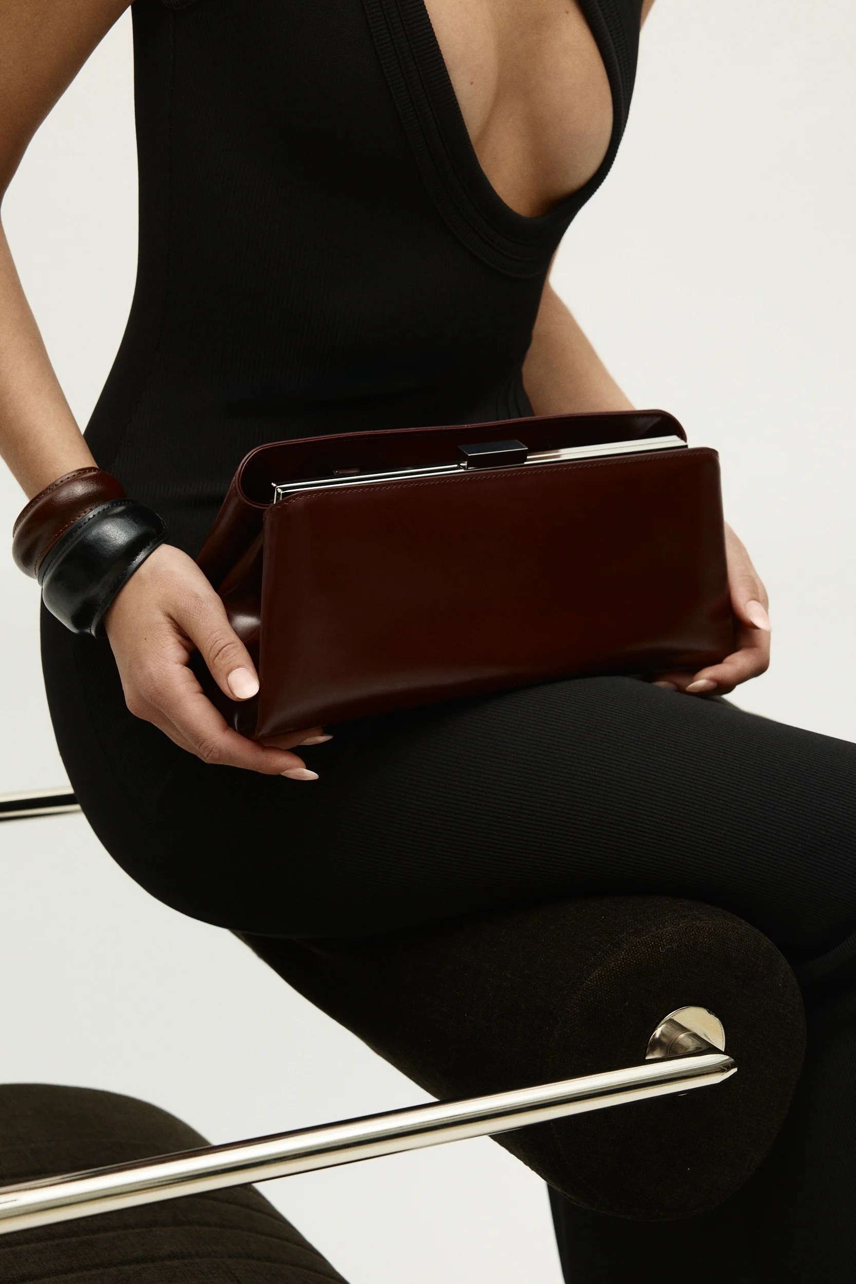 Black Leather Cuff Bracelet - Image 7