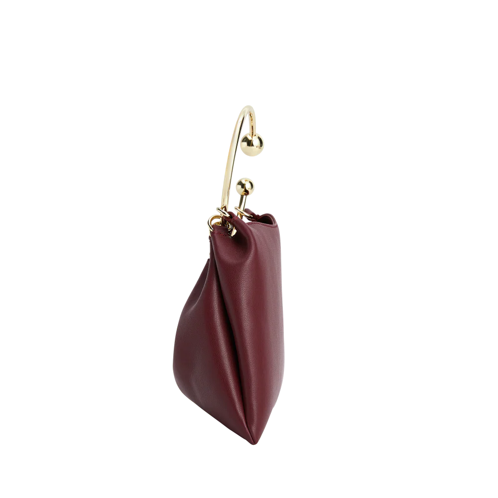 Burgundy Ring Handle Bag - Image 6