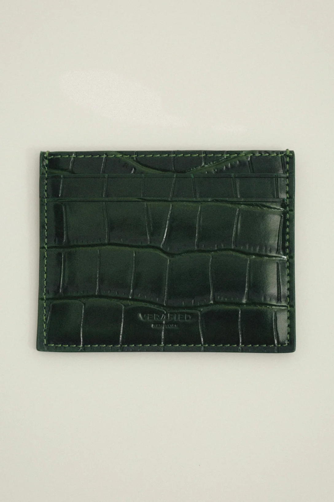 Emerald Croc Embossed Cardholder - Image 6