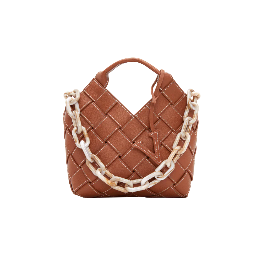 Caramel Woven Basket Bag - Image 10