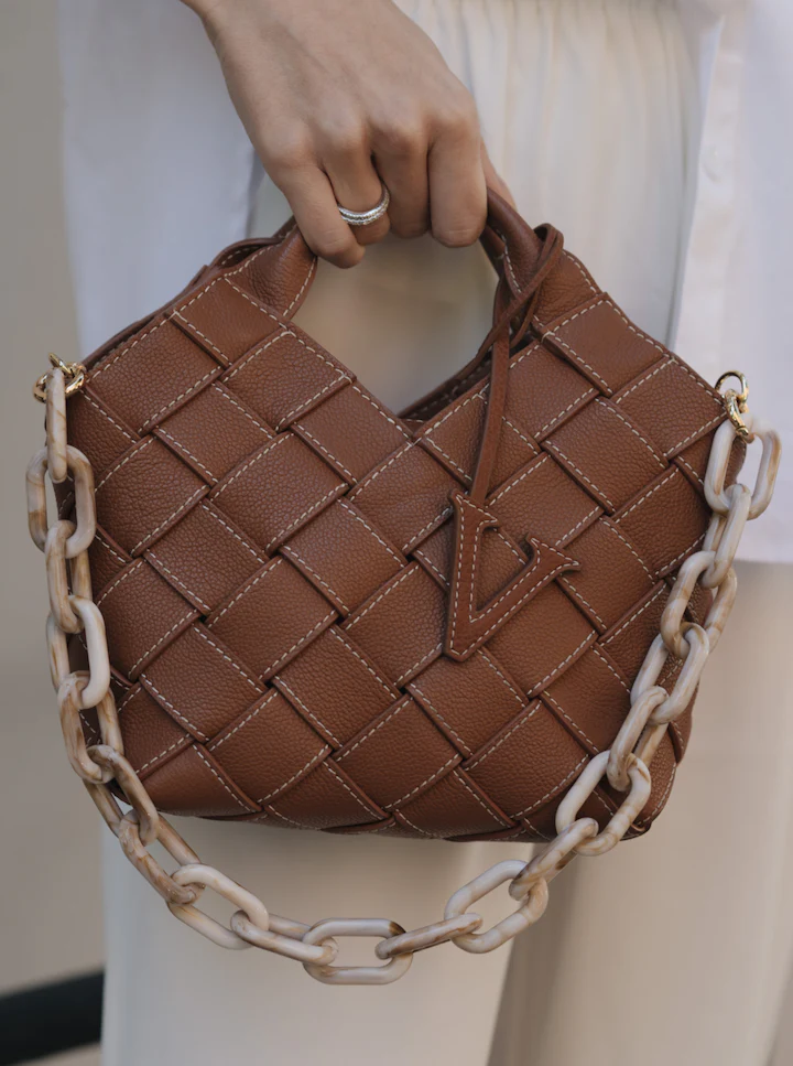 Caramel Woven Basket Bag - Image 13