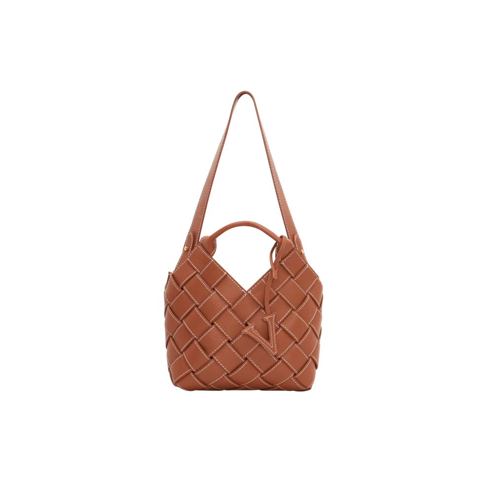Caramel Woven Basket Bag - Image 3