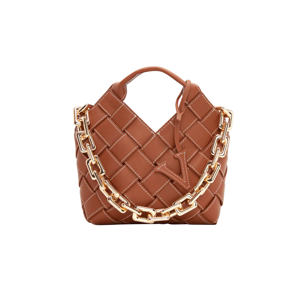Caramel Woven Basket Bag - Image 7