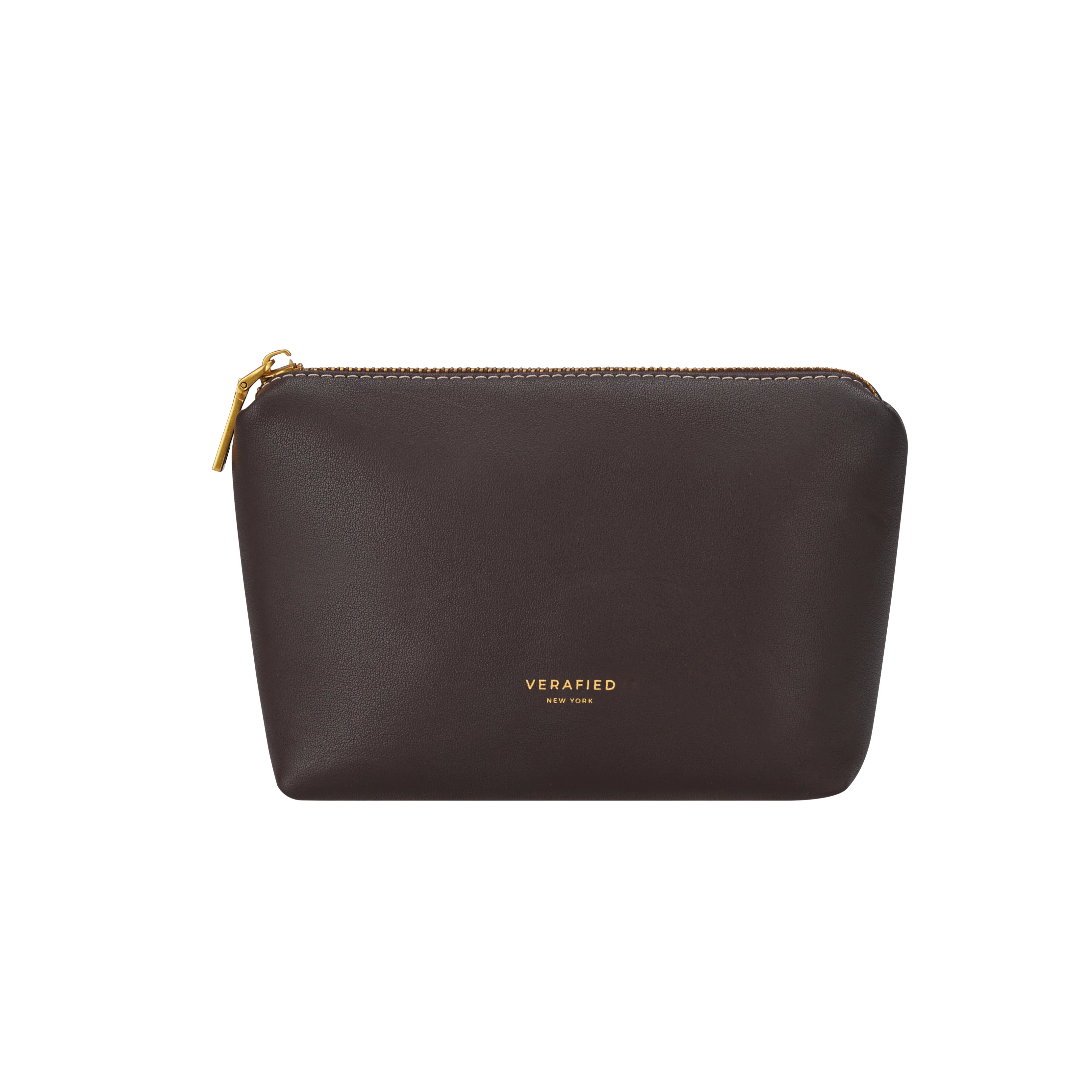 Espresso Leather Makeup Pouch