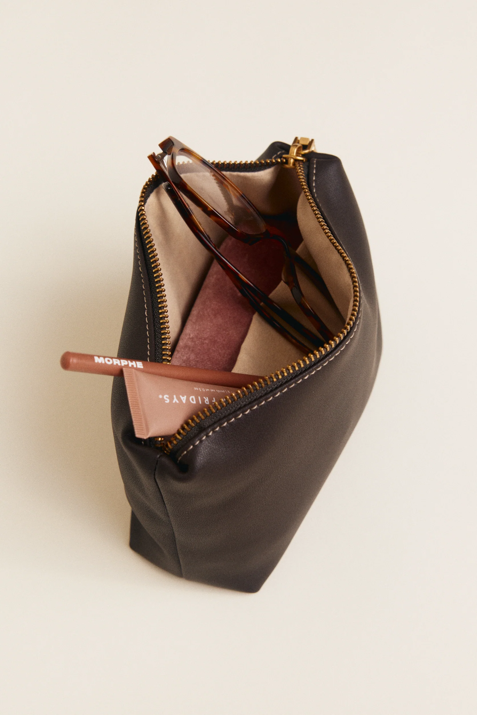 Espresso Leather Makeup Pouch - Image 6