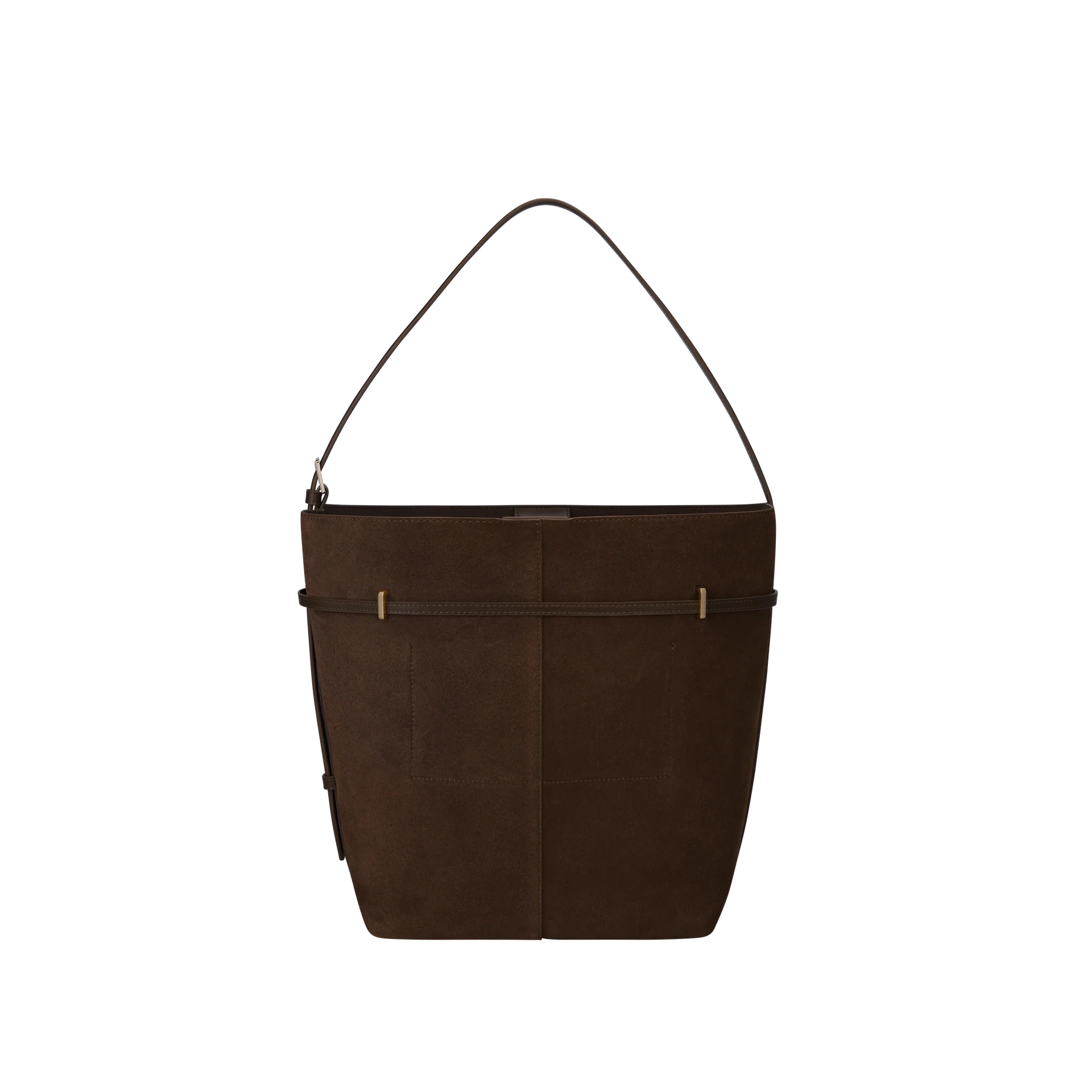 Espresso Suede Belted Tote Bag - Image 3