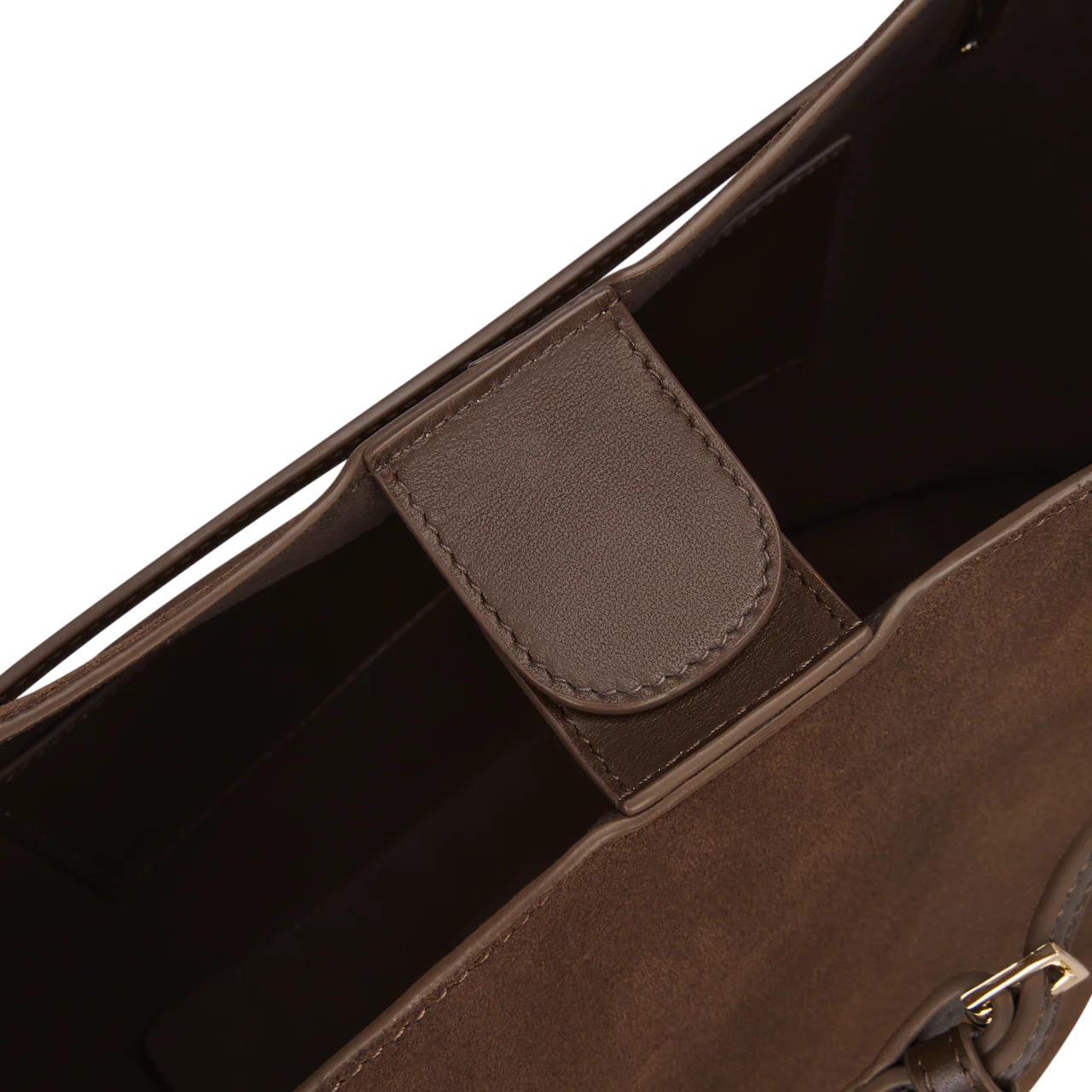 Espresso Suede Belted Tote Bag - Image 6