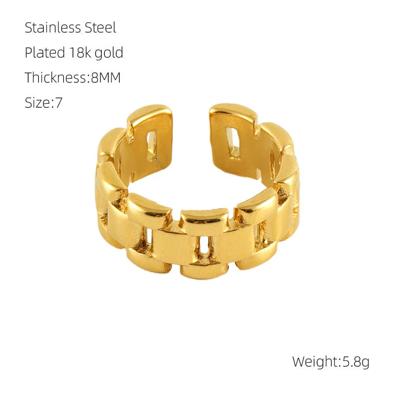 Gold three-link Open Ring - Image 9