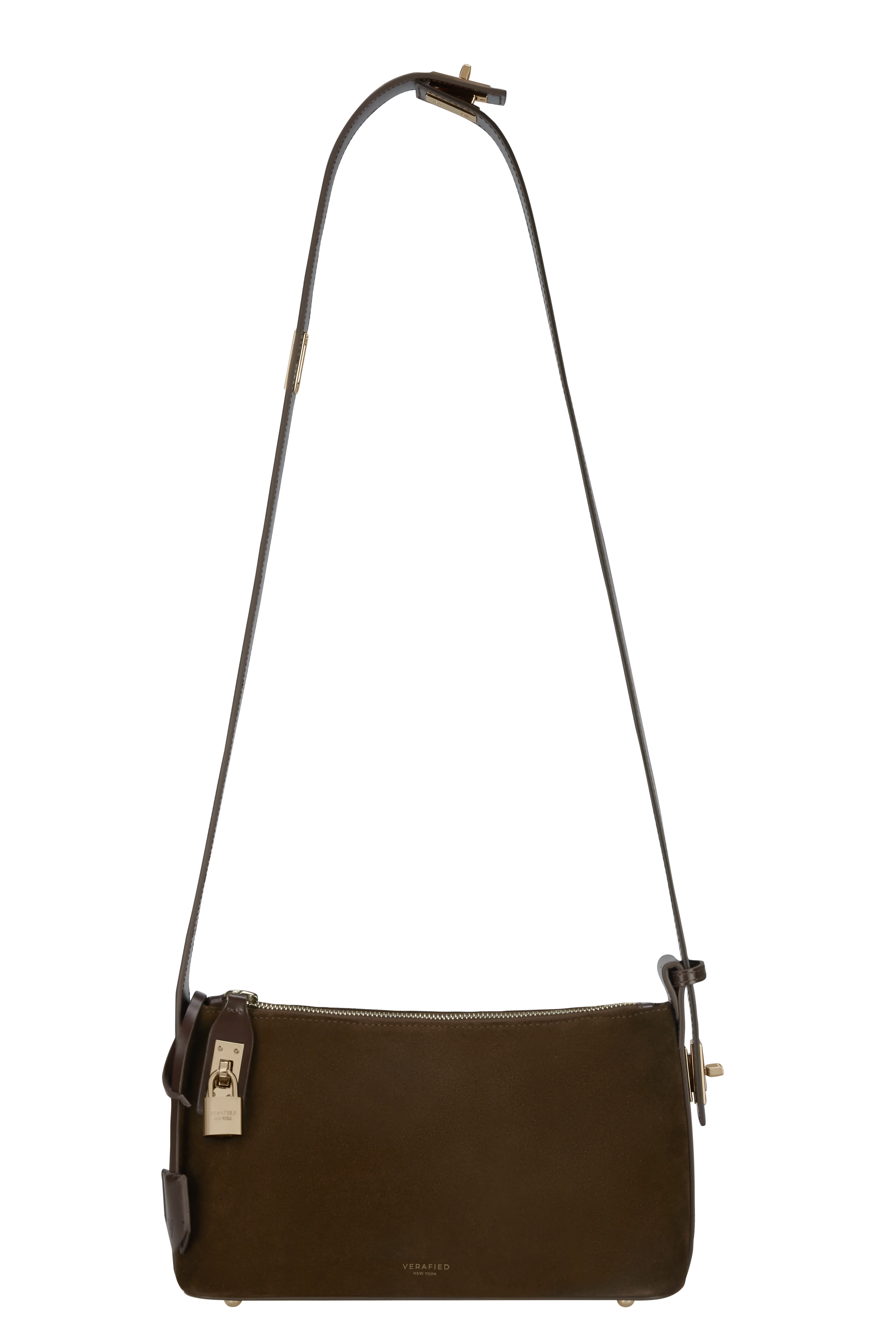 Gold Espresso Suede Hobo Bag - Image 10
