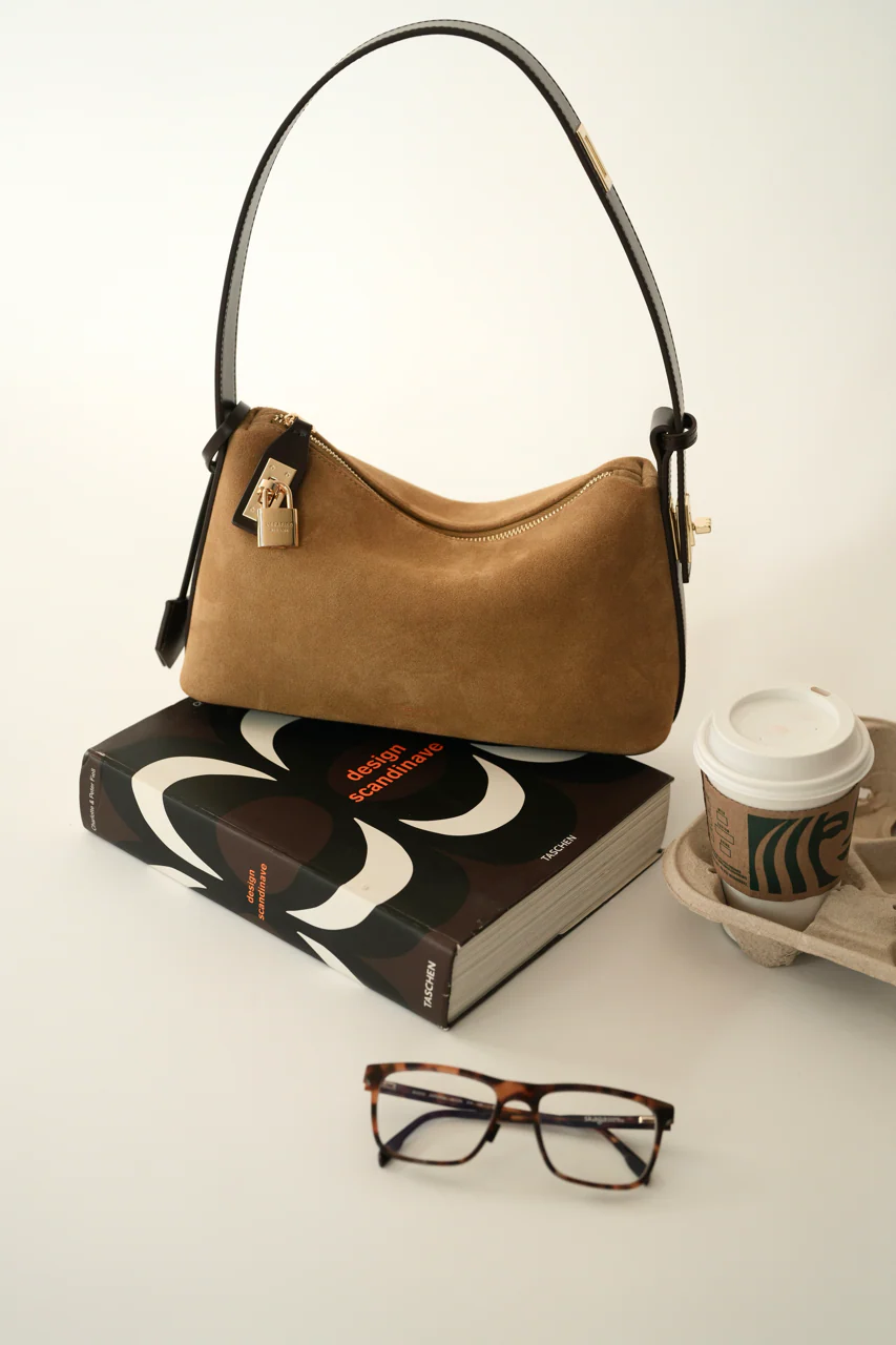 Gold Suede Hobo Bag - Image 9