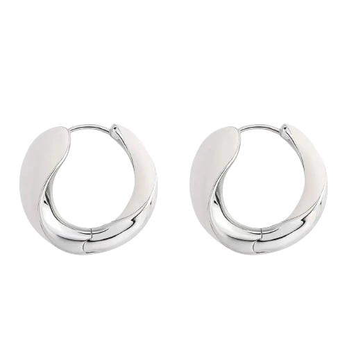 Ivory Orbit Hoop Earrings - Image 3