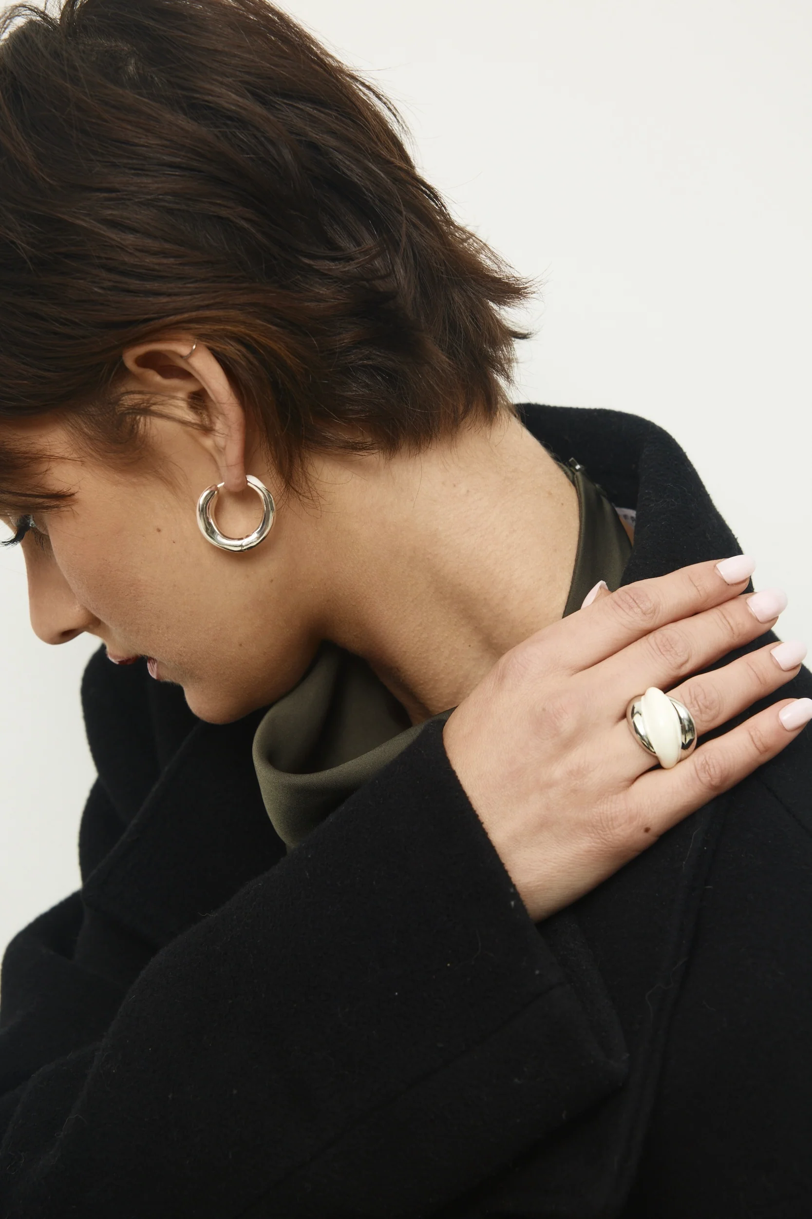 Ivory Orbit Hoop Earrings - Image 6