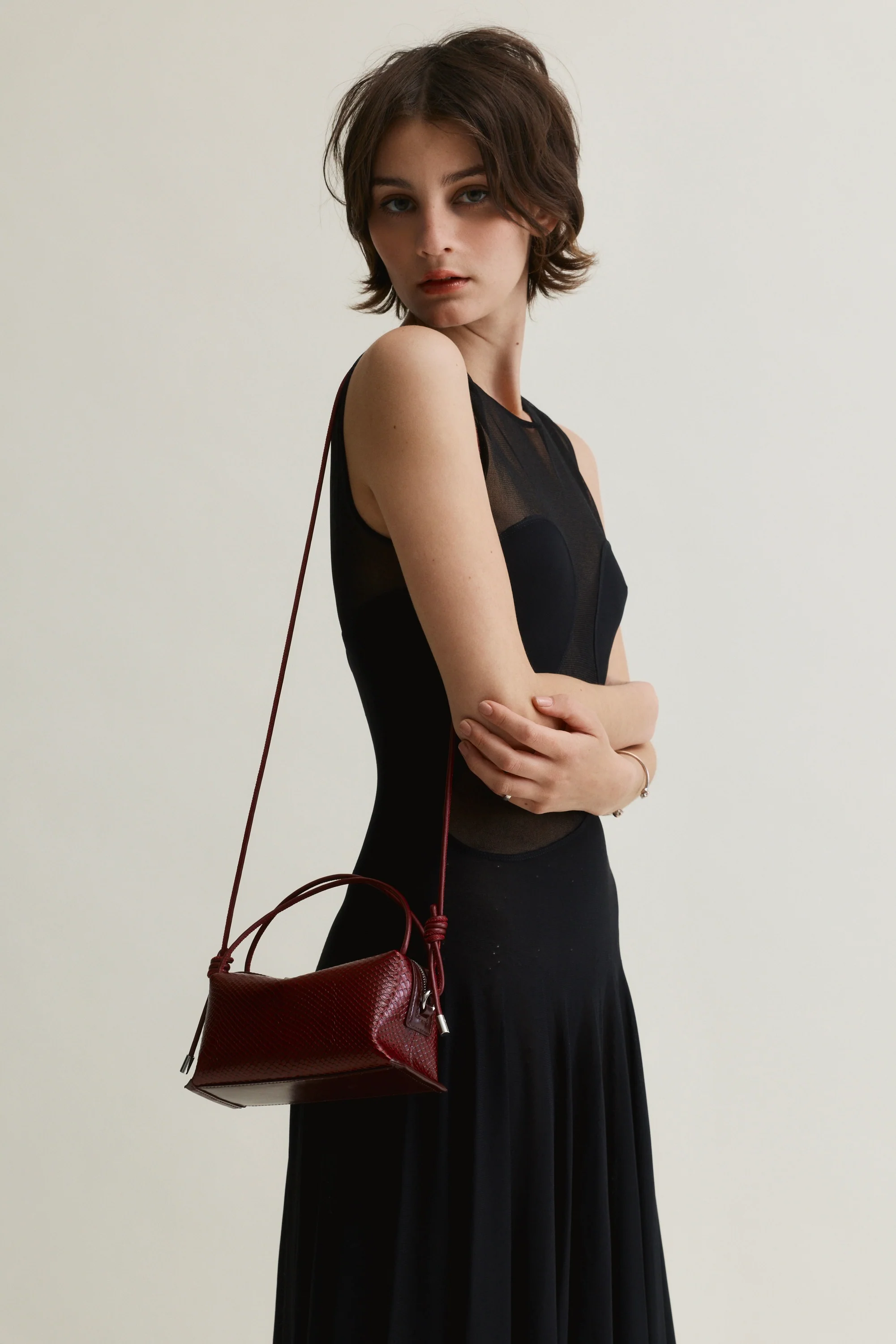 Maroon Python Café Mini Bag - Image 12