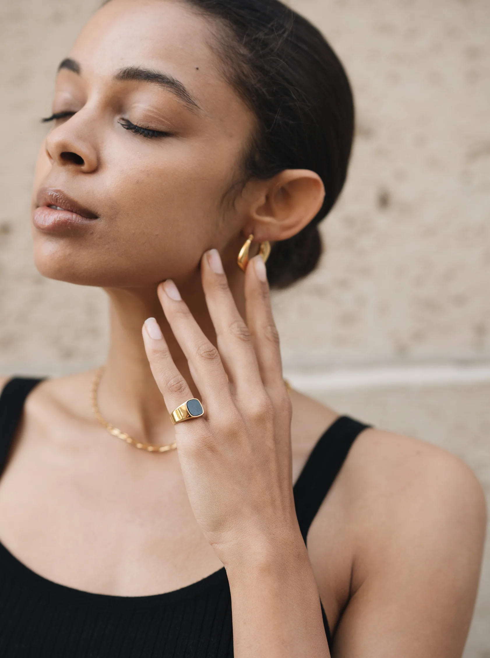 14k Gold Black Onyx Ring Set - Image 6