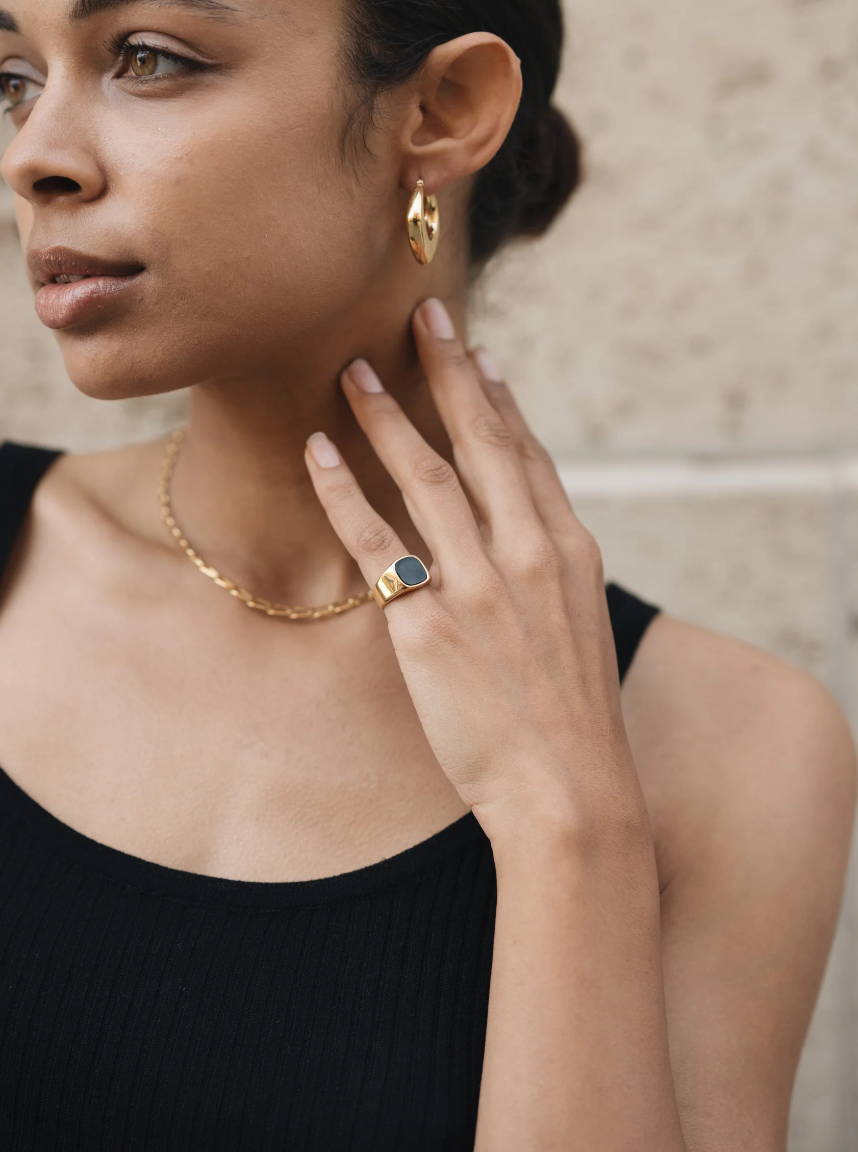 14k Gold Black Onyx Ring Set - Image 7