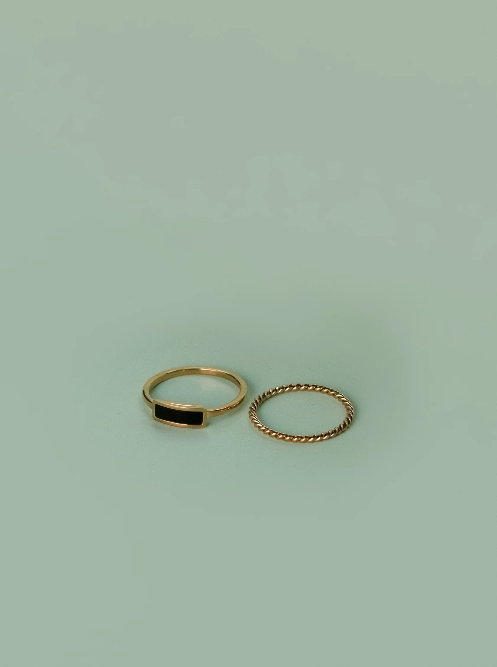 14k Gold Black Onyx Ring Set - Image 8