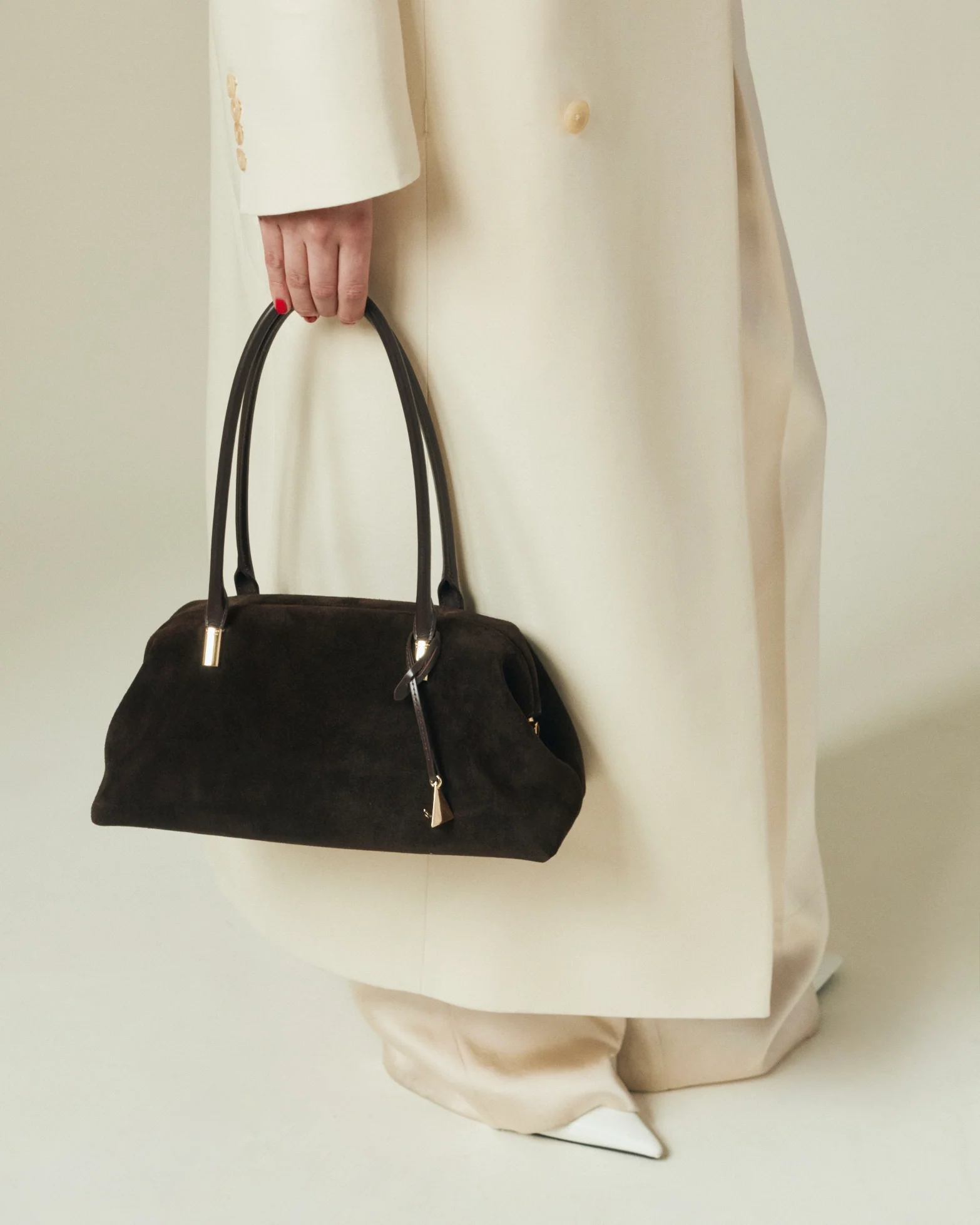 Medium Espresso Suede Club Bag - Image 10