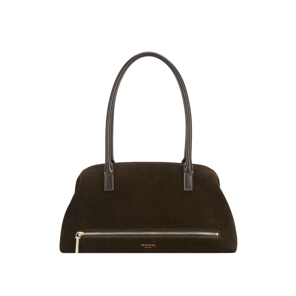 Medium Espresso Suede Club Bag - Image 3