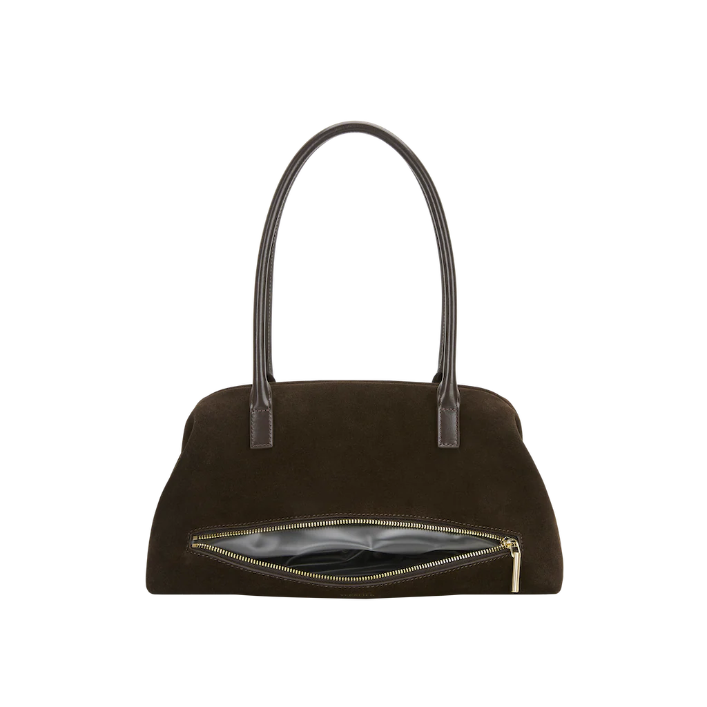 Medium Espresso Suede Club Bag - Image 5