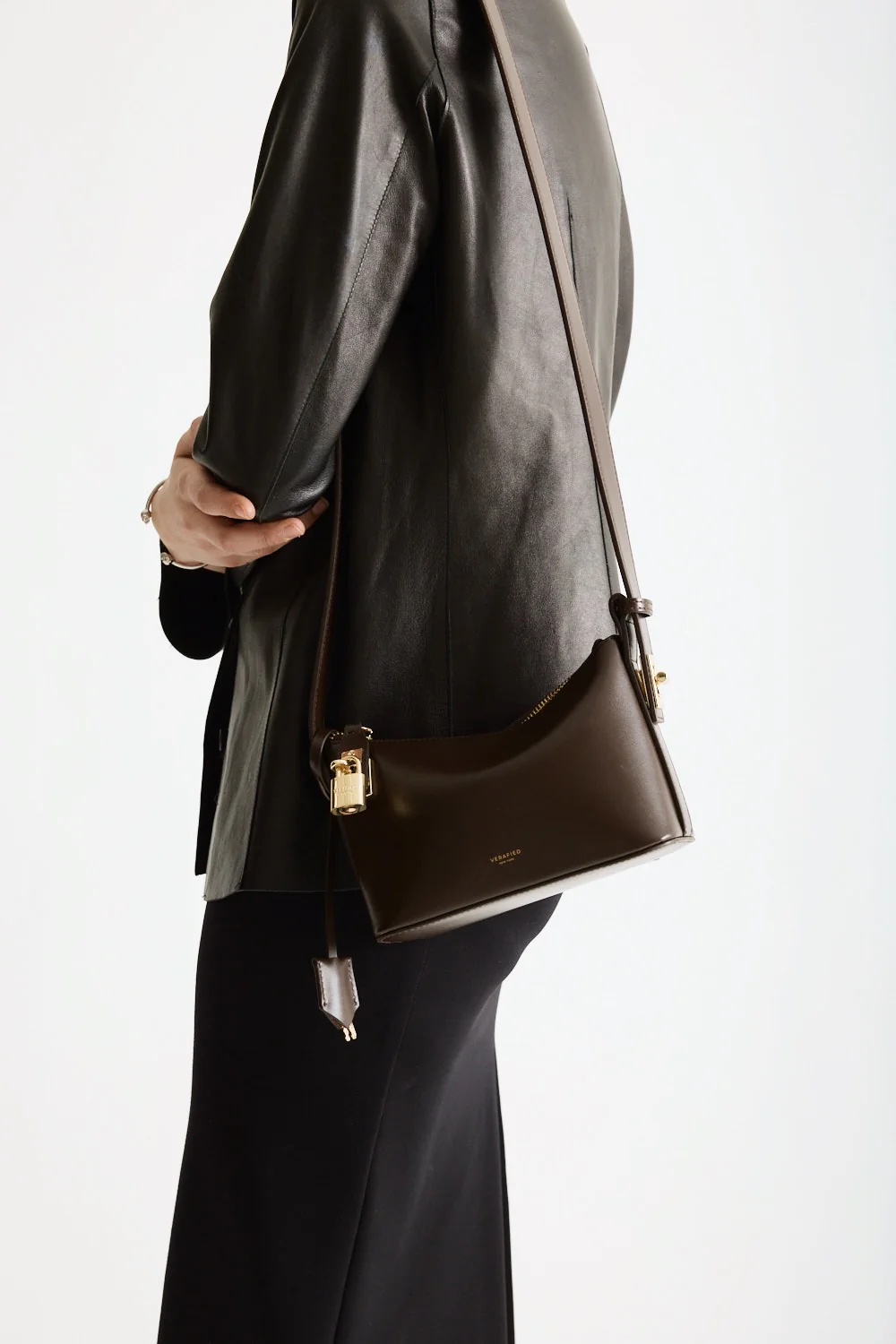 Mini Gold Chocolate Hobo Bag - Image 10
