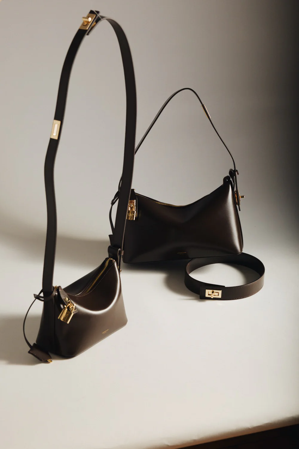 Mini Gold Chocolate Hobo Bag - Image 11