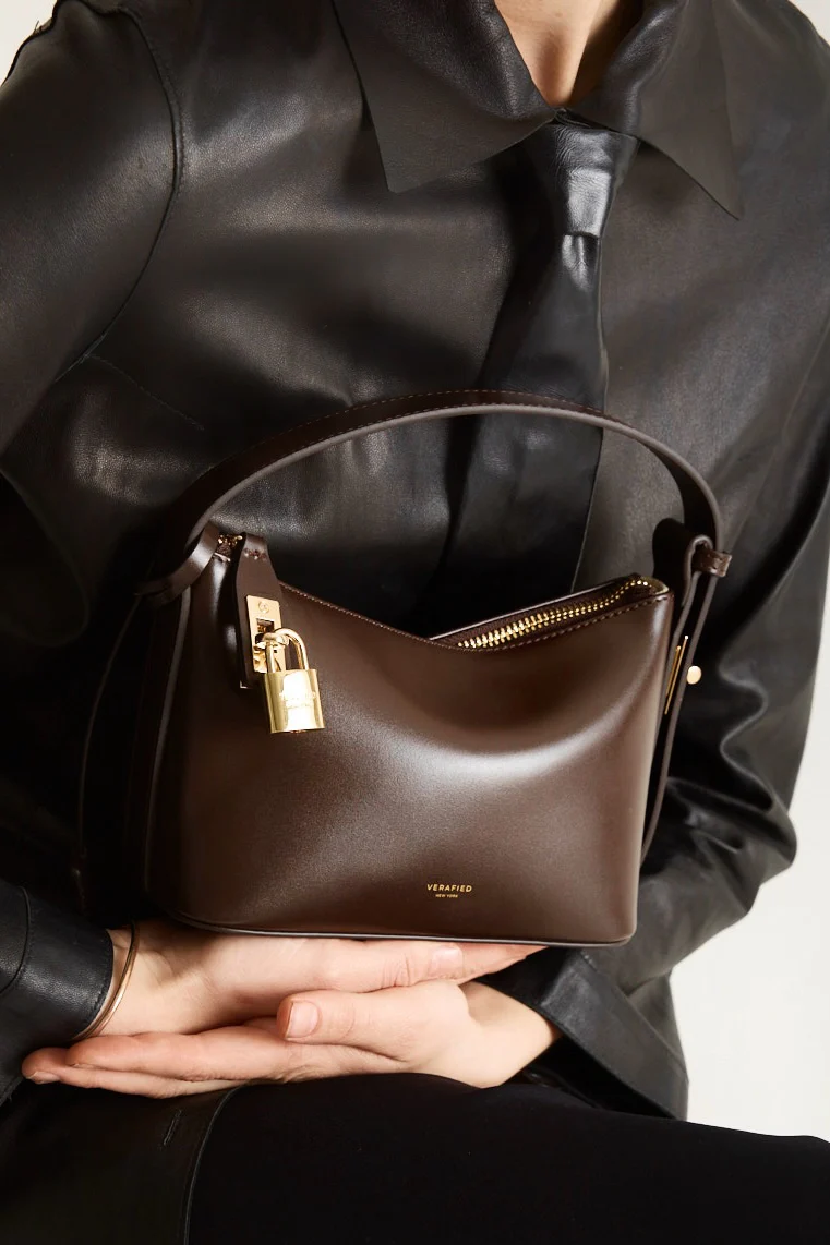 Mini Gold Chocolate Hobo Bag - Image 6