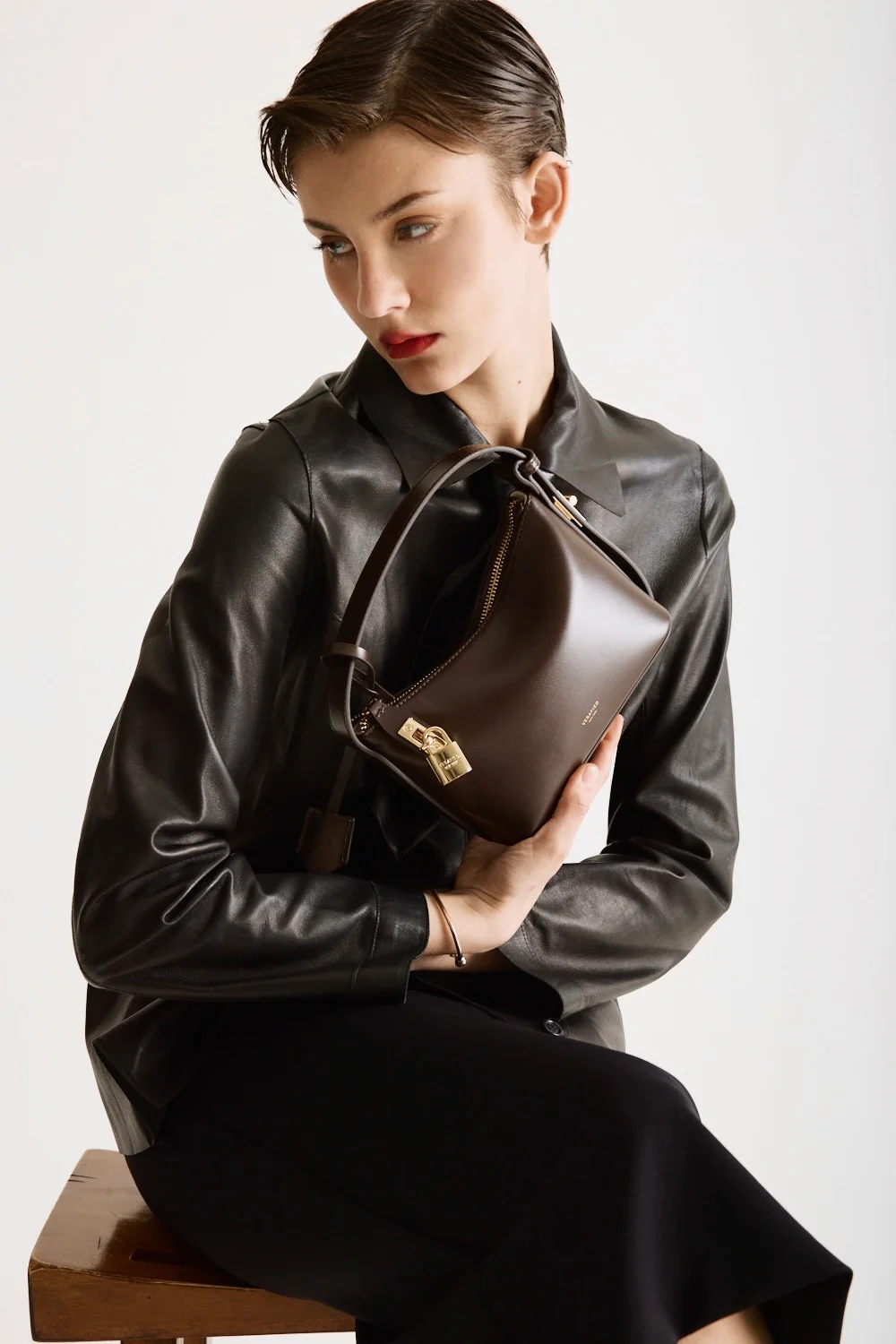 Mini Gold Chocolate Hobo Bag - Image 7