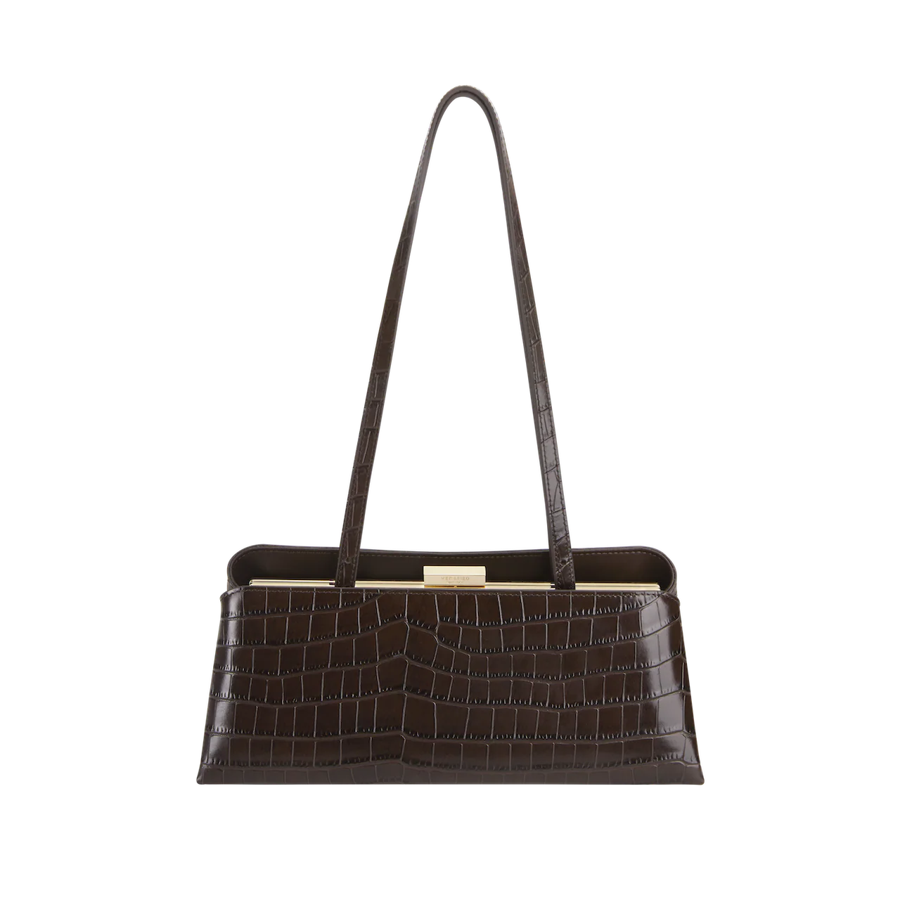 Mocha Croc Éclair Bag