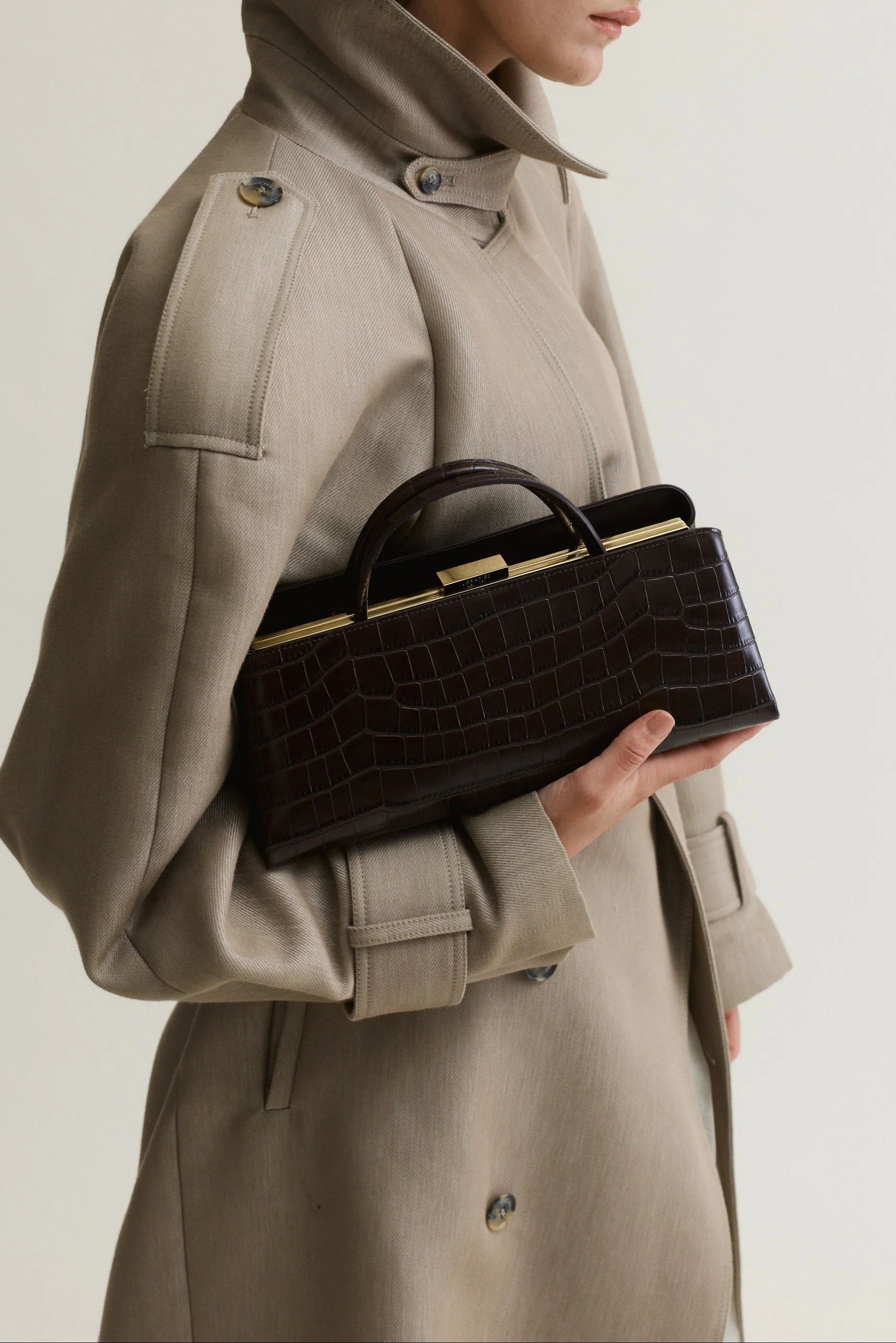 Mocha Croc Éclair Bag - Image 2