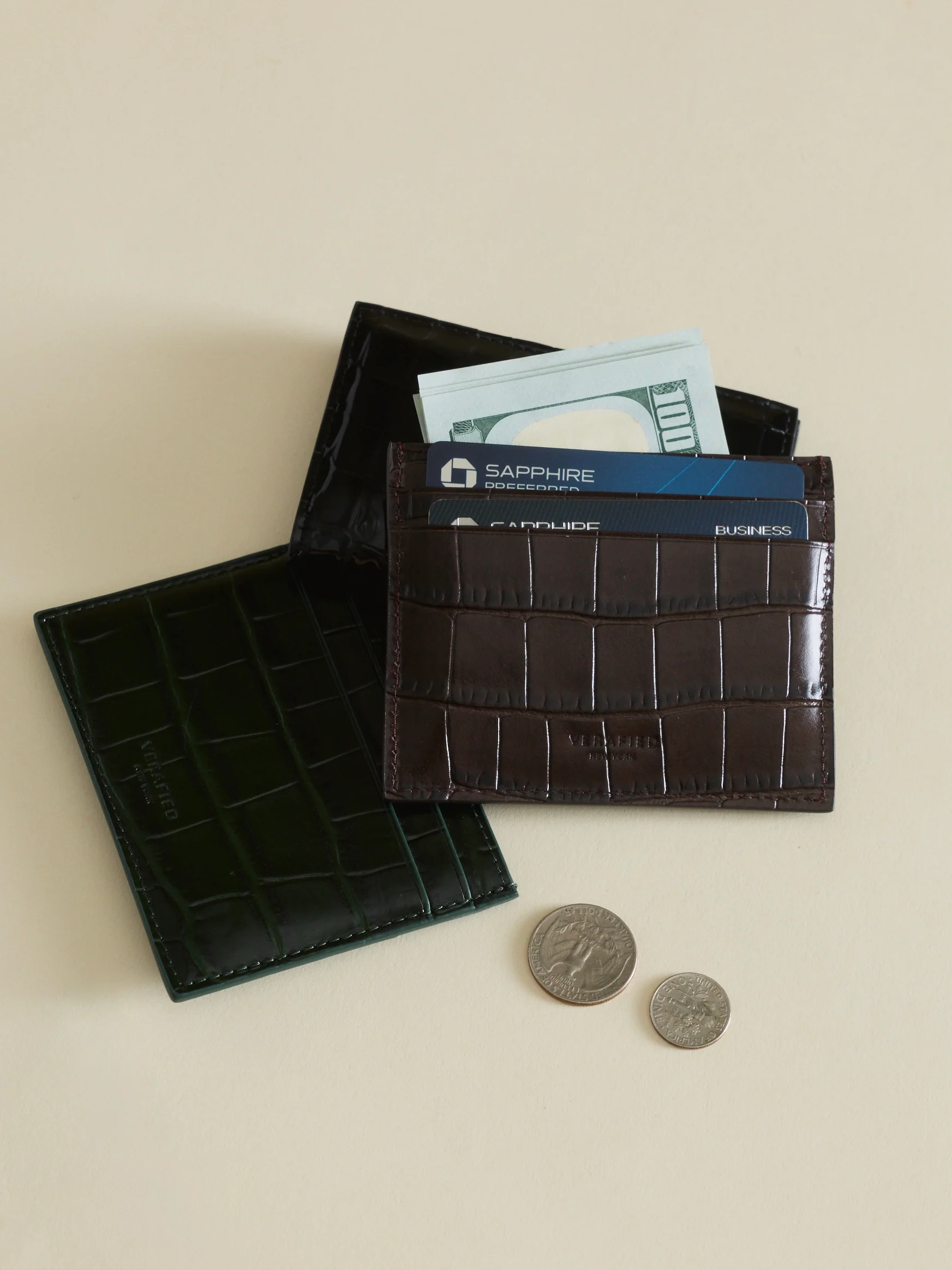 Mocha Croc Embossed Cardholder - Image 6