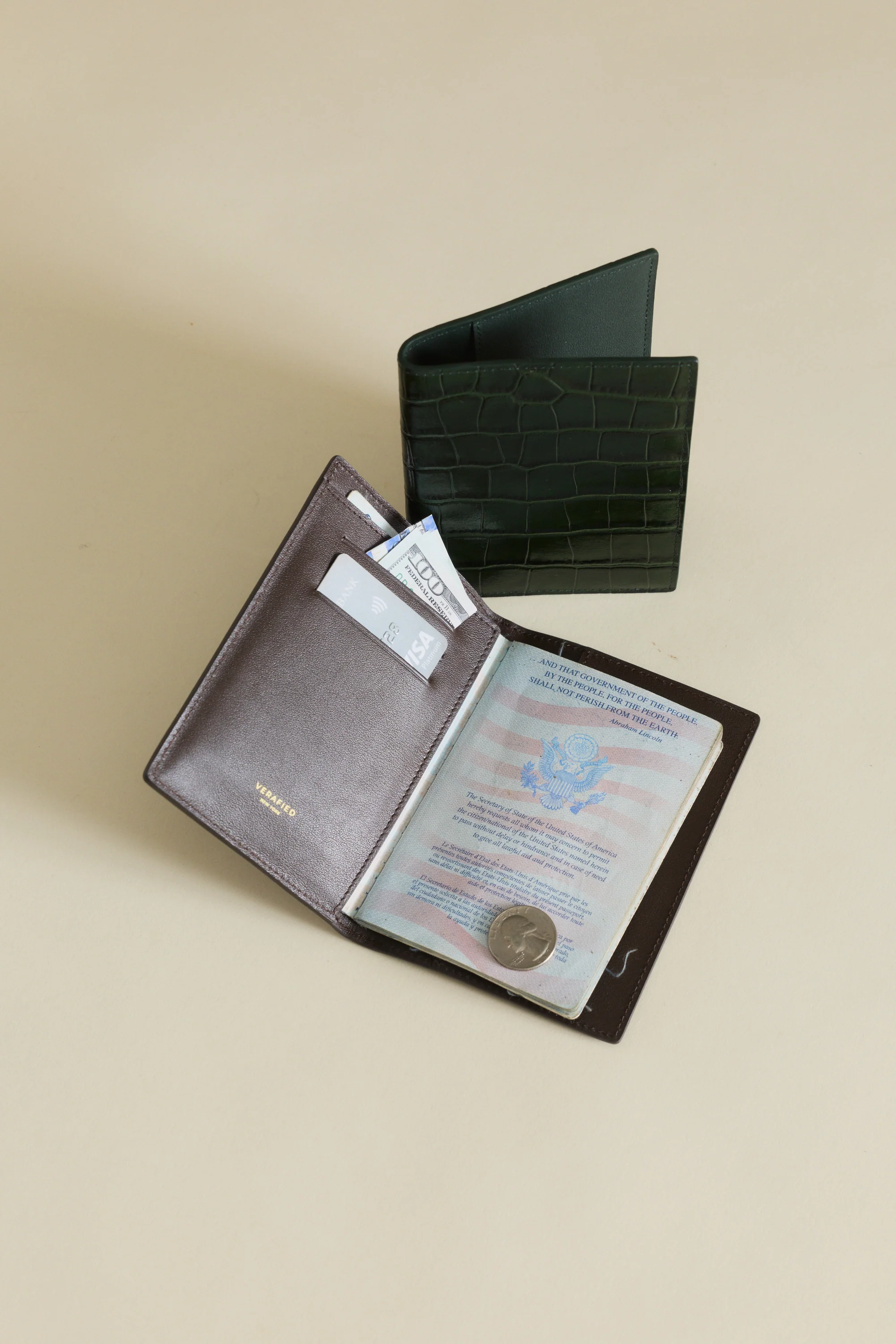 Mocha Croc Embossed Passport Cover - Image 6