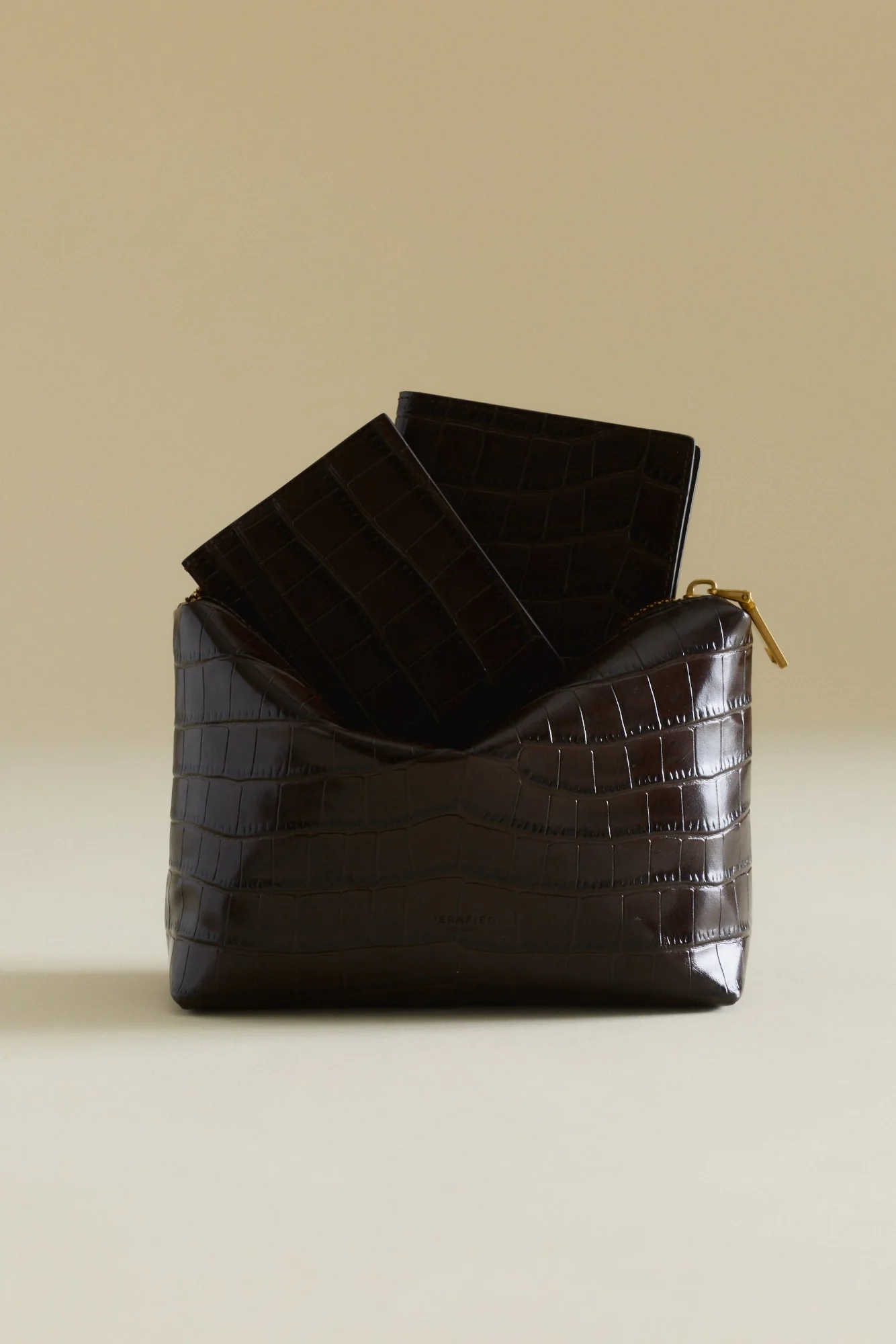 Mocha Croc Makeup Pouch - Image 7