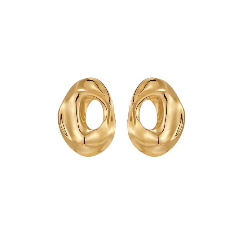 Gold Ripple Hoop Earrings