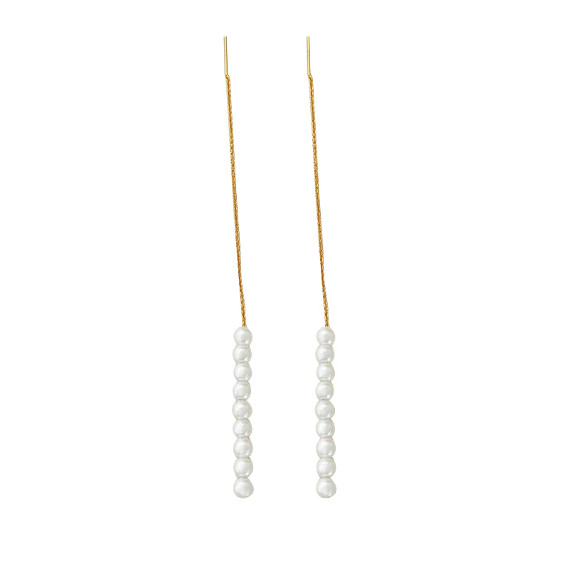 Pearl Drop Threader Earrings - Image 4