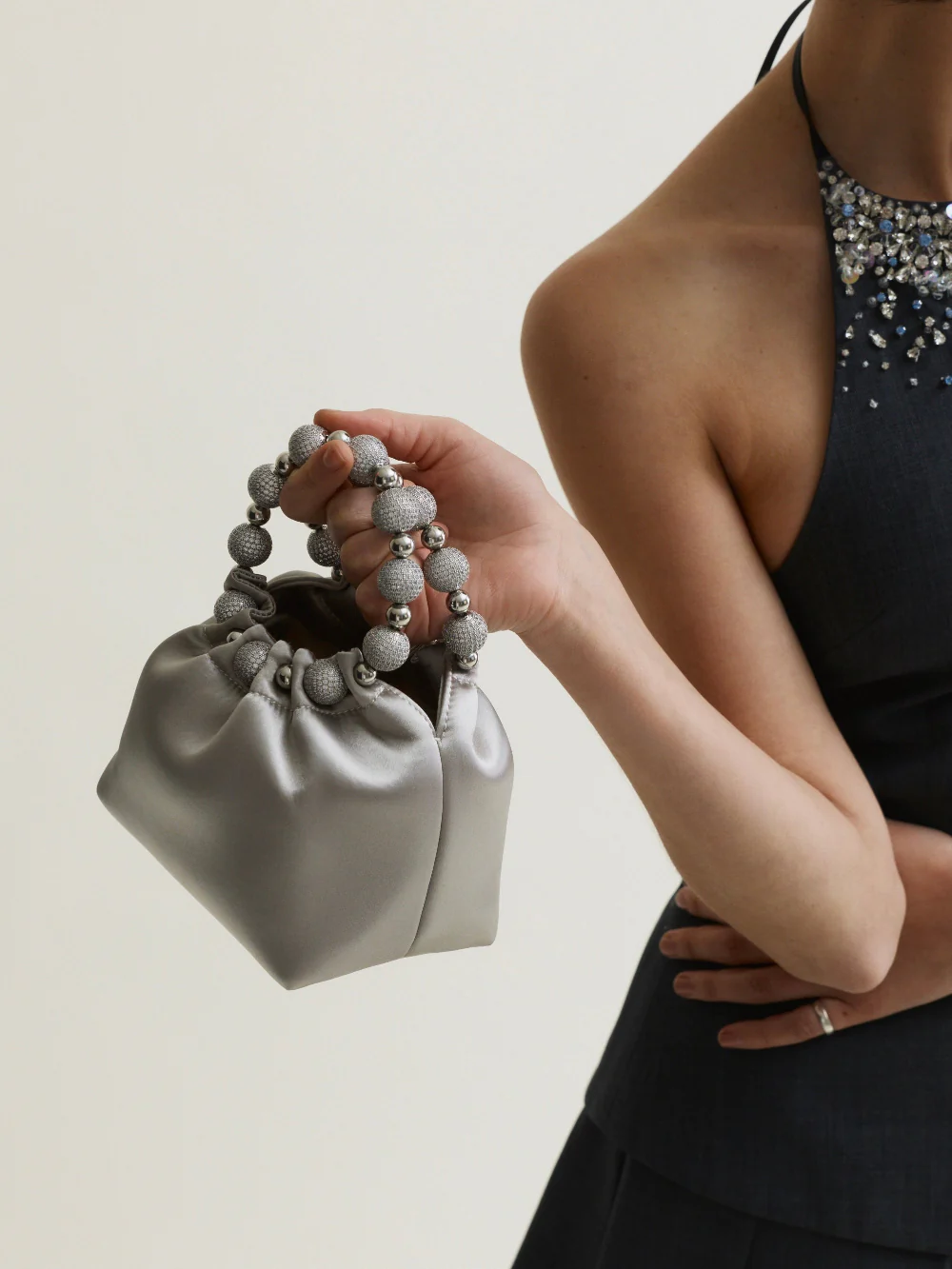 Mini Silver Diamond Handbag - Image 13