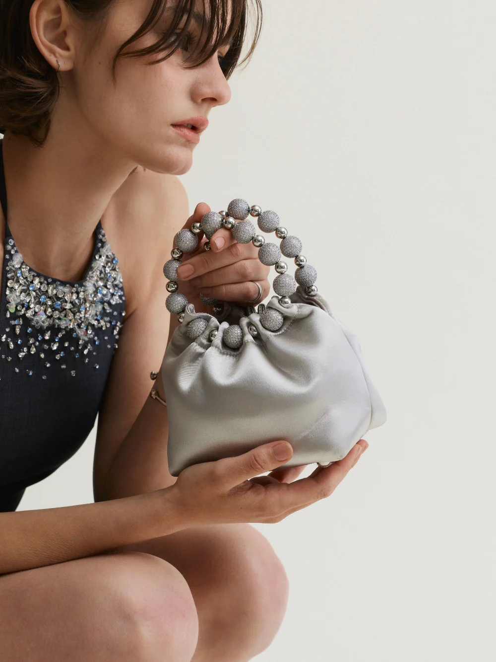 Mini Silver Diamond Handbag - Image 9