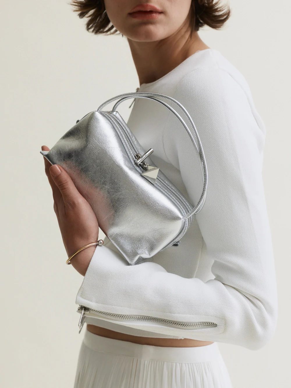Silver Metallic Café Mini Bag - Image 8