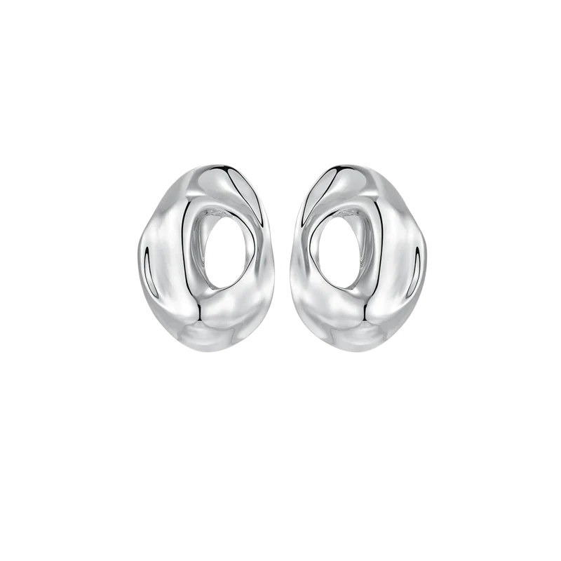 Silver Ripple Hoop Earrings
