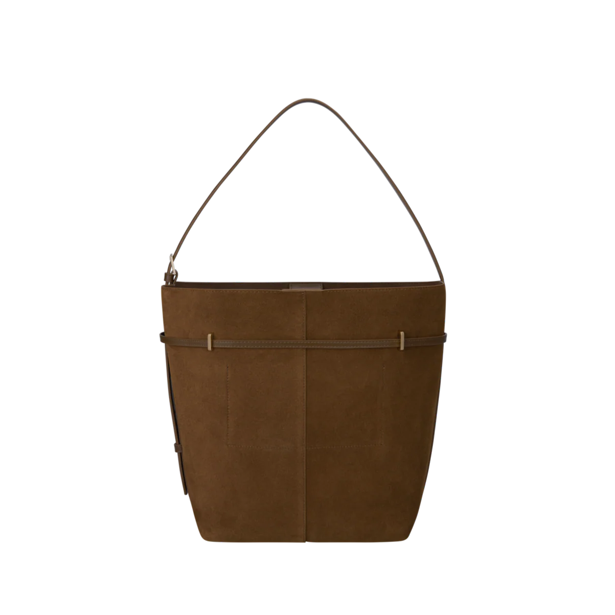 Toffee Suede Belted Tote Bag - Image 3