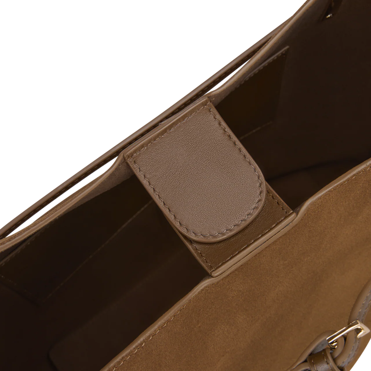 Toffee Suede Belted Tote Bag - Image 6