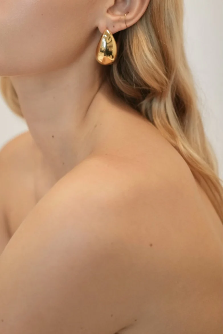 Gold Teardrop Earrings - Image 3