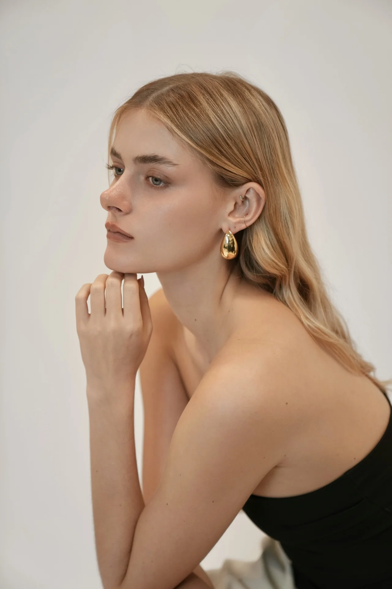 Gold Teardrop Earrings - Image 4