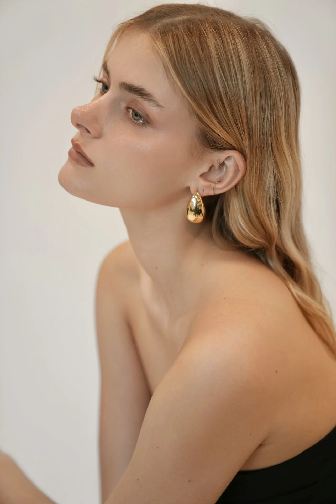 Gold Teardrop Earrings - Image 5