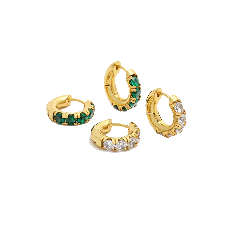 White Stone Hoops - Image 4